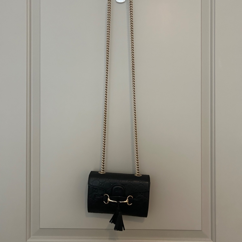 Black microguccissima full leather Emily chain crossbody - Picture 2 of 6